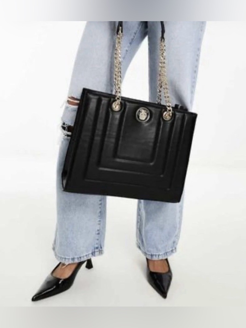ALDO LOEI Medium Black Tote Satchel Bag